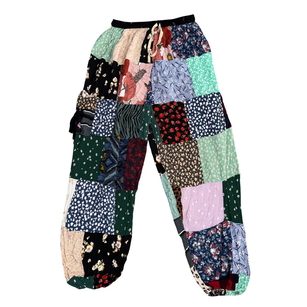 Unbranded Patchwork Harem Pants Women Small Multicolor Good Boho Rayon Joggers